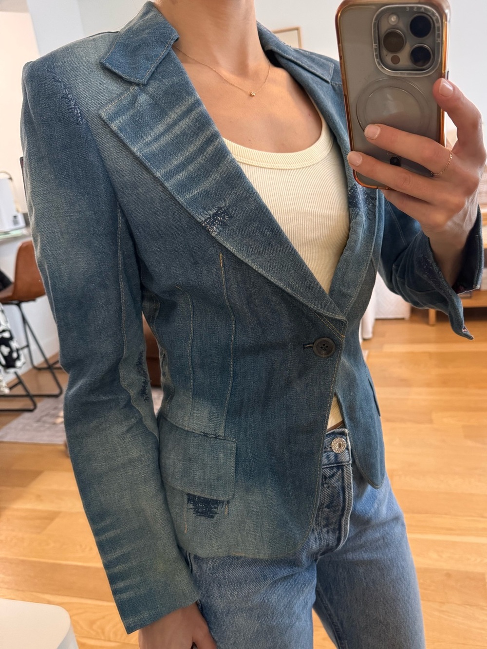 Junya Watanabe Comme des Garcons Women's Denim Blazer Jacket - Med Wash